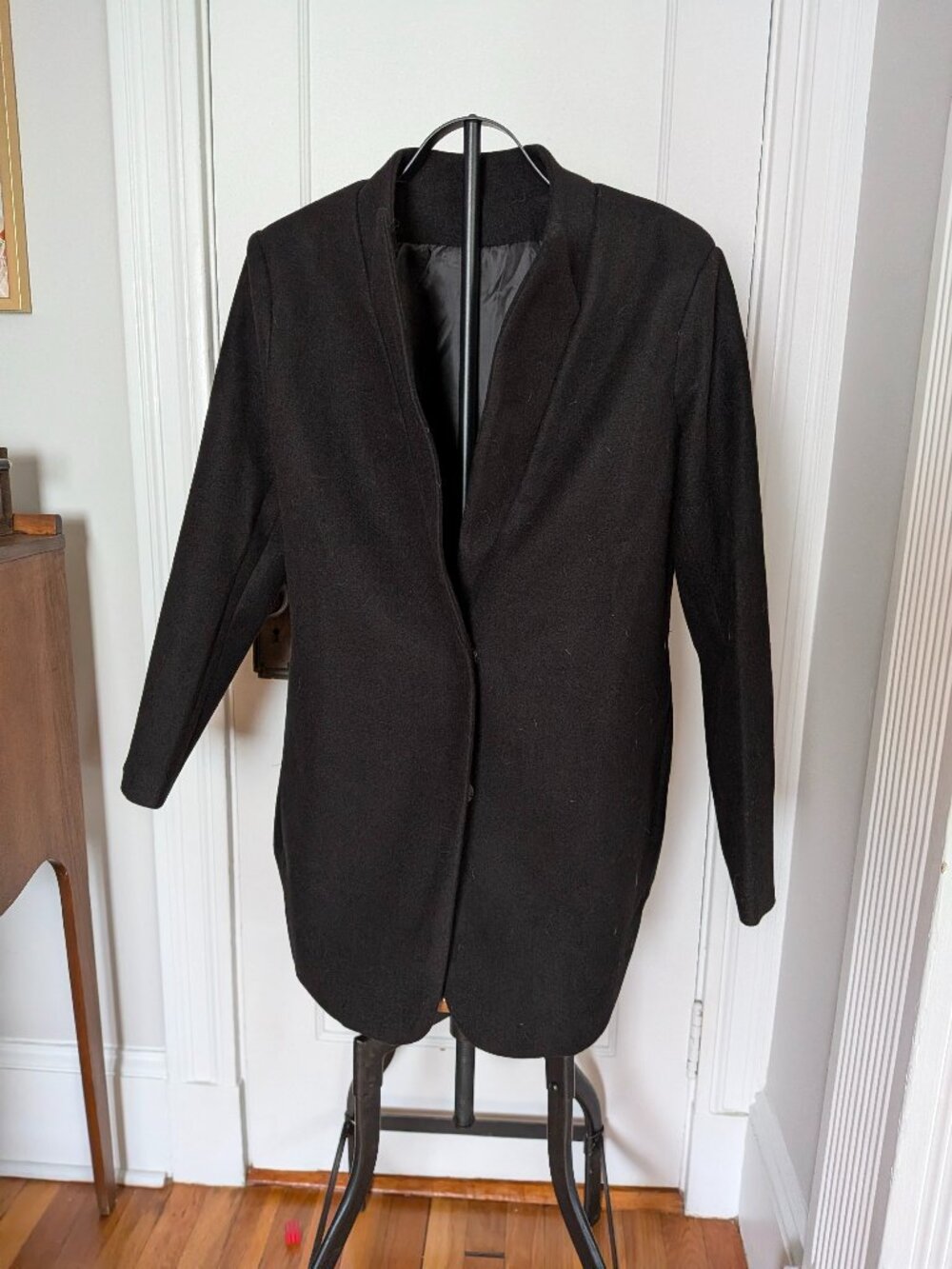Black Longline Tailored Blazer Coat Notch Lapel Size M